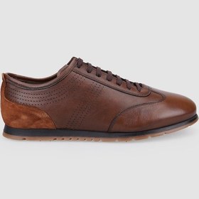 Resim %100 Hakiki Deri Taba Bağcıklı Erkek Günlük Ayakkabı Fındık 