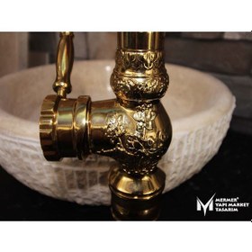 Resim Altın İşlemeli Çanak Lavabo Bataryası 
