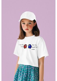 Resim Sevbano Unisex Among Us Baskılı Oyun Çocuk Tişört 1-12 Yaş Beyaz 