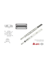 Resim Bas-aç Teleskopik Bilyalı Ray Geniş 43 Mm Uzunluk 45 Cm Çekmece Rayları Gümüş 