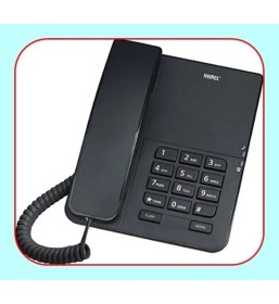 Resim Karel Tm140 Siyah Analog Kablolu Telefon Ergonomik Tasarım ile Duvara Monte Edilebilir 