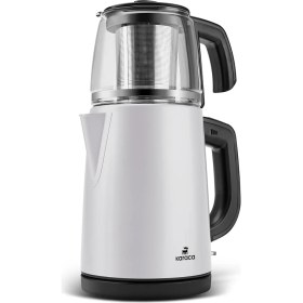 Resim Karaca Tea Glass 2 in 1 Çelik Çay Makinesi ve Kettle White Inox 