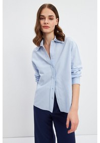Resim Stella Pulvis Mavi Çift Yaka Detaylı Oxford Gömlek Mavi 