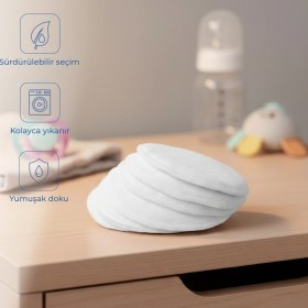 Resim Babyjem Yıkanabilir Süper Emici Tekrar Kullanımlı Pamuklu Göğüs Pedi 6 Adet 