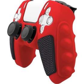 Resim Sony Ps5 Ekleme Renkli Silikon Gamepad Koruyucu Kılıf İçin Rocker Kapakları Olmadan Kırmızı Siyah 