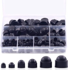 Resim Xiyyadms 160 Adet Nilon Plastik Somun Kapağı M4-m12 Çapları, Yuvarlak Üstlü Hexagon Korumalı Vida Kiti Siyah, 250g - Endüstriyel Kullanım 