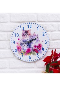Resim Deep Craft Dekoratif Ahşap Duvar Saati Salon,mutfak,ofis,çocuk Odası Saati - Kediler Karışık Renkli 