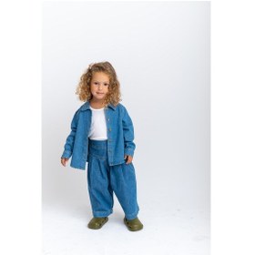 Resim Oliven The Kid Oliventhekid Pileli Beli Lastikli Kız Çocuk Kot Pantolon Mavi Mavi 
