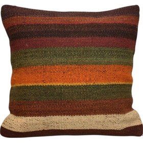 Resim Zehra Abla Halı Yeni El Dokuma Dekoratif Kilim Kırlent Yastık Kılıfı 6445 Çok Renkli 
