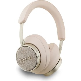 Resim Guess Lisanslı Pu Metal Klasik Yazı Logolu Kulak Üstü Bluetooth Kulaklık Pembe 