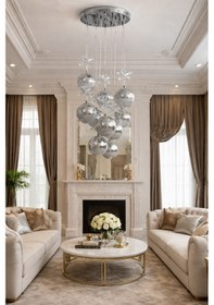Resim Lüks Gold 10 Lu Sarkıt Avize Salon & Oturma Odası Beyaz - Krom 