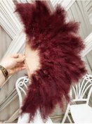 Resim Genel Markalar Bordo Tüylü Ahşap Yelpaze-Kına Gecesi Bordo Tüylü Yelpaze 