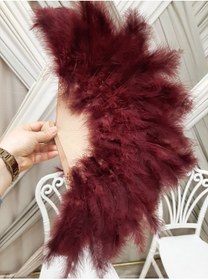 Resim Genel Markalar Bordo Tüylü Ahşap Yelpaze-Kına Gecesi Bordo Tüylü Yelpaze 