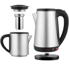 Resim Genel Markalar CRW-2201 1800W 1.8 - 0.8 Litre Çelik Hazneli Çaycı Mutfak Kettle Demlikli Ve Süzgeçli Inox 
