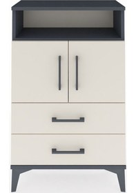 Resim Arges Komodin 2 Raflı 2 Çekmeceli 2 Kapaklı 60x30x96 Antrasit-aytaşı Antrasit 