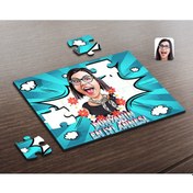 Resim Kişiye Özel Dünyanın En Iyi Annesi Karikatürlü Ahşap Puzzle-1 