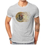 Resim Snapbuy Bitcoin Kripto Para Erkek Tshirt Pamuk Bisiklet Yaka T Gömlekgri Gri 