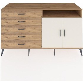 Resim Kronos Konsol 2 Raflı 5 Çekmeceli 2 Kapaklı 176x59x99 Çam-aytaşı/ Çam-aytaşı/çam 