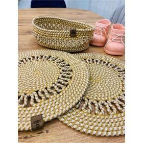 Resim Jütex Home Jüt Hasır Amerikan Servis Supla ve Sepet 3 Parça 