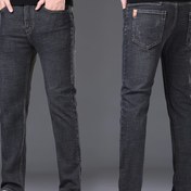 Resim Erkek Dar Kesim Düz Bacak Uçucu Kot Pantolon - Şık Siyah ile Kahverengi Detaylar, İş ve Günlük Giyim için Çok Yönlü, Rahat Kot Pantolon|Klasik Stil Kot Pantolon|Yıkanmış Kot Görünümü 