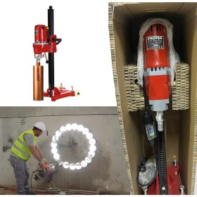 Resim Elektrikli Standart Karot Makinesi Tezgah Tipli 3200 W Açısız Sulu Güçlü Delme Numune Alma Makinesi 