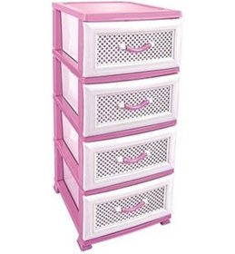 Resim Omnipazar Srl-4001 Delikli Plastik Komidin Mutfak Sebzelik 4 Katlı Pembe 