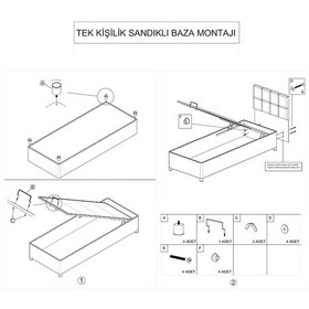 Resim Setaymobilya Baza, Tek Kişilik Defne Baza + Başlık Seti, Antrasit 