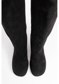 Resim Luvishoes Luvi Shoes Josette Siyah Süet Kadın Kalın Topuklu Çizme Siyah Süet 
