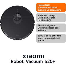 Resim Xiaomi Robot Vacuum S20+ Plus Akıllı Robot Süpürge - Siyah (Xiaomi Türkiye Garantili) 