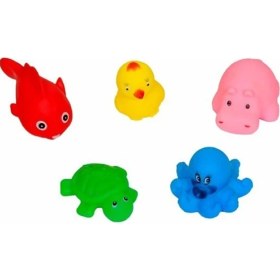 Resim Alkasaz Sozzy Toys Neşeli Banyo Oyuncakları Sevimli Hayvanlar 5'li 