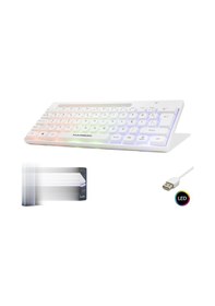Resim Büro Ev Ofis Bilgisayarı İçin Beyaz Led Mini Gaming Klavye 