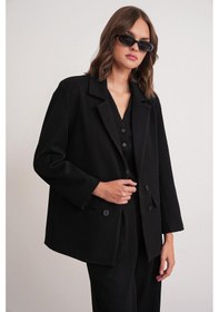 Resim Mixray 4745 Kadın Oversize Blazer Ceket Siyah 