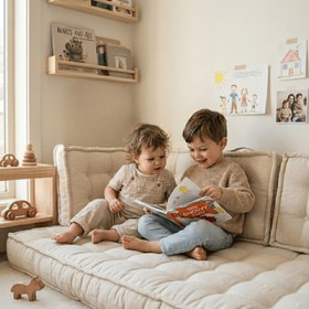 Resim Montessori Reading Nook Cushion | Floor Seating, Daybed & Window Seat Cushion for Kids & Home - 25" x 80" x 4" / Mustard 