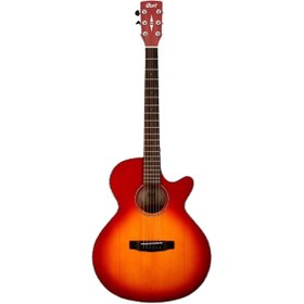 Resim Cort SFX-ESSB Elektro Akustik Gitar | Satin Sunburst - İnce Kasa Cutaway 