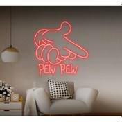 Resim Twins Led Pew Pew Yazılı Ve Şekilli Neon Tabela Kırmızı Model:model:65163366 Kırmızı 