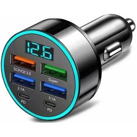 Resim Dıxsg 66w 5/6 Port Araç Şarj Adaptörü Pd Qc3.0 Usb C Dijital Ekran Hızlı Şarj İphone Uyumlu Samsung Uyumlu Huawei Xiaomi Chdistribütör Garantili 