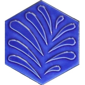 Resim Armada Çini 15x17 Cm Yaprak Kobalt Altıgen Seramik 