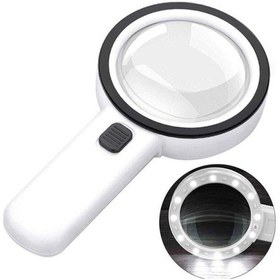 Resim 30x 95 Mm Çift Hd Optik Cam Lens El Büyüteç 1 Uv 12 Led Işıklı 