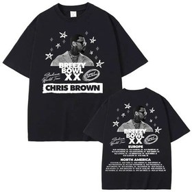 Resim Dshztooma 2025 Chris Brown Turne Breezy Bowl Xx Albüm T-shirt Erkek Kadın Hip Hop Pop Müzikmor Mor 