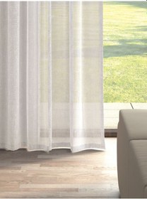 Resim Perle Keten Görünümlü Ütü İstemez Düz Tül Perde Ekru 