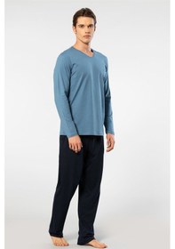 Resim Cacharel Erkek Uzun Kollu Modal Pijama Takımı 2237/indigo İndigo 