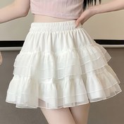 Resim Şık parti kadınlar için dantel A kesim kısa elbise, seksi kısa etek, tatil kıyafeti, plaj gezileri ve yazlık yeni bale tarzı beyaz pasta eteği, peri file dantel düz renkli kısa etek, ilkbahar, yaz ve sonbahar için uygun 