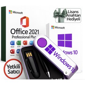 Resim Microsoft Windows 10 Pro Orijinal Lisans + Kurulum USB 16GB | Office 2021 Pro Plus Hediye 