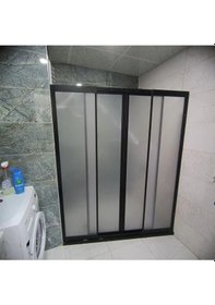 Resim Nokta Duşakabin Teknesiz Plastik Camlı Siyah Profilli Duşakabin Nd422 Şeffaf 