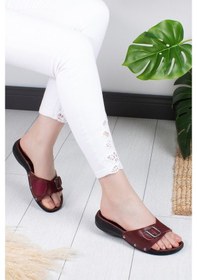Resim Khayt Minel Anatomik Ortopedik Jel Taban Günlük Kadın Terlik-Bordo (553471268) Bordo 
