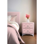 Resim Gazzini Furniture Ruby 2 Çekmeceli Komodin Silver Model Kapitoneli İki Kapaklı Komodin Pembe 