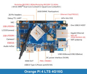 Resim Orange Pi 4 Lts 4g16g 16gb Emcc Flash 
