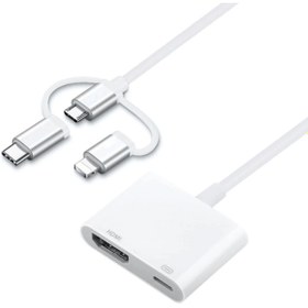 Resim ALLY 3 in1 HDMI dijital AV Adaptörü iPhone-Android-Usb type C+Micro Usb 