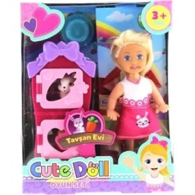 Resim SDT Group Cute Doll Mini Bebek Tavşanlı ve Iki Katlı Kulübe Oyun Seti 