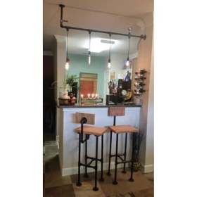 Resim Blbn Design Dekoratif Borudan 2 Tabure ve Aydinlatma 3'lü Set 
